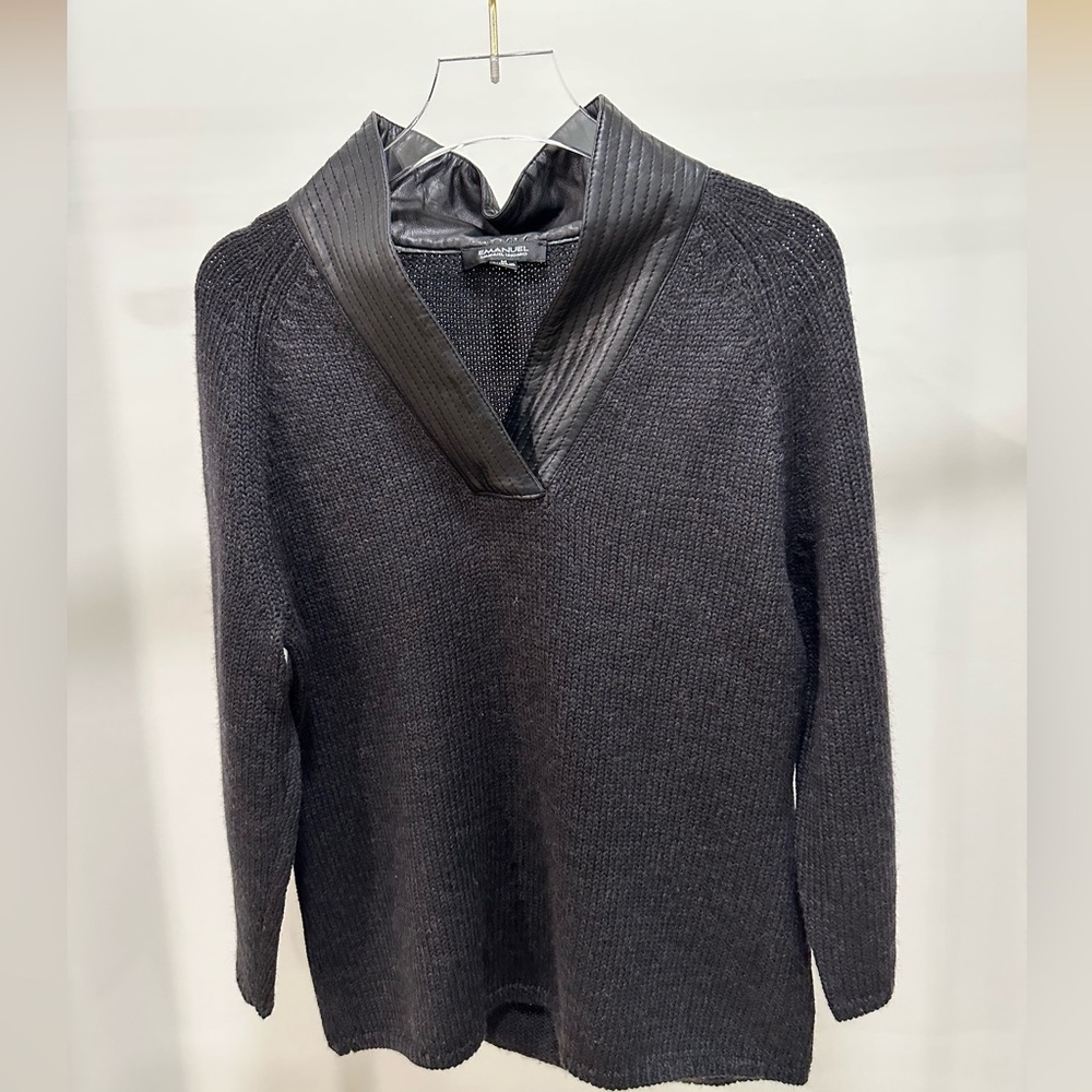 Vintage Leather V-neck Sweater